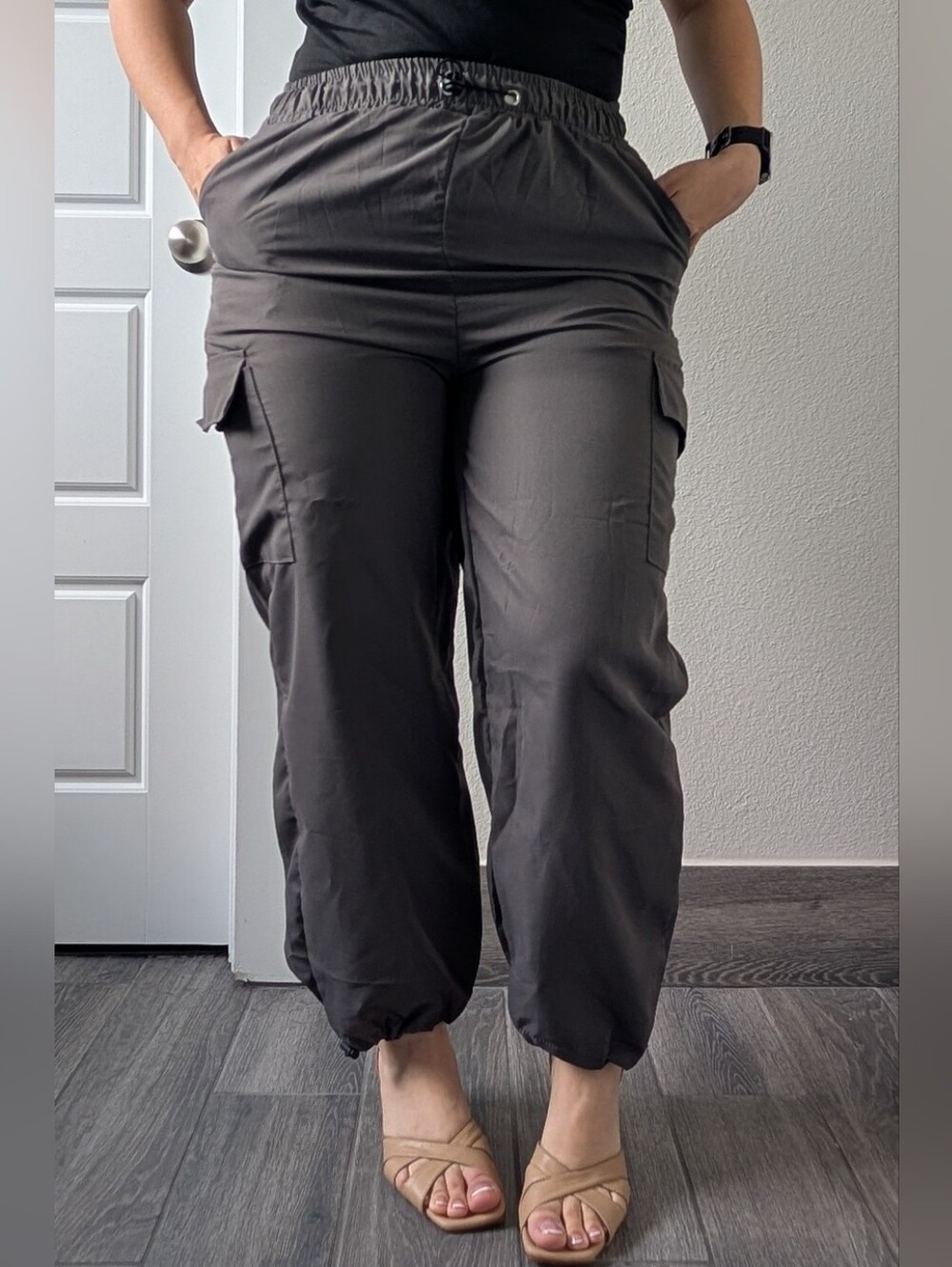 Dark Charcoal Cargo Drawstring Joggers - XL